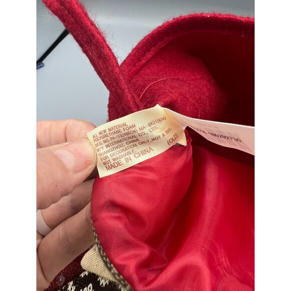 Dan Dee Christmas Stocking Trees & Buttons Red Natural Hygge Sewing Rustic - Picture 4 of 10